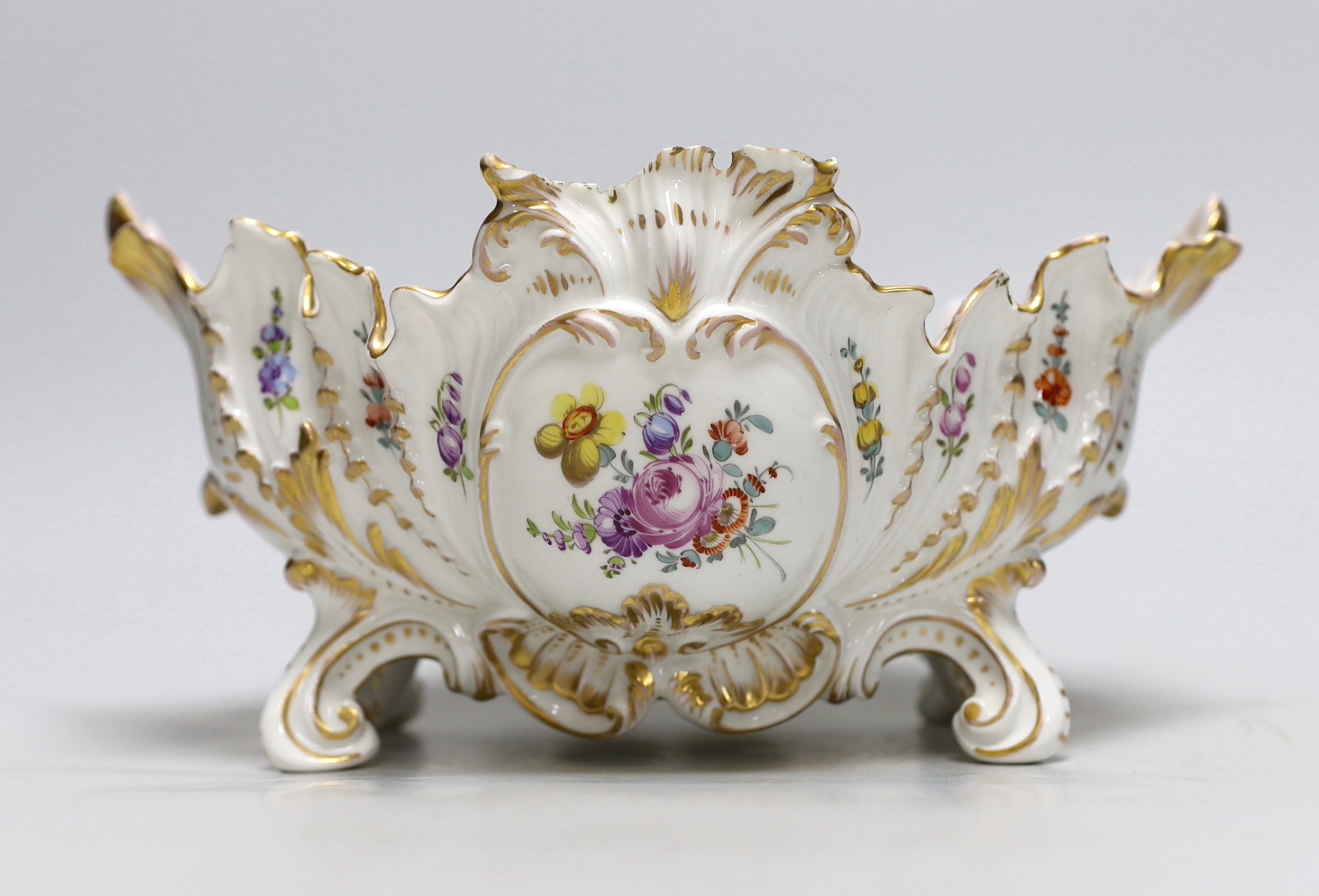 A Vienna style floral porcelain centrepiece, 27cm high
